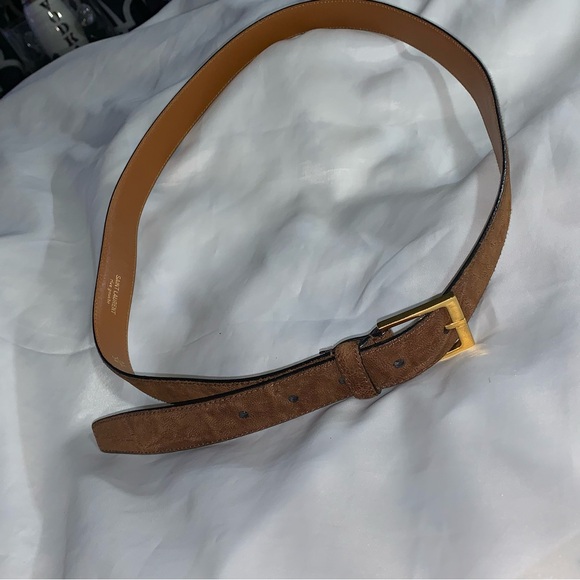 SAINT LAURENT PARIS YSL brown suede BELT 38" - Picture 10 of 11